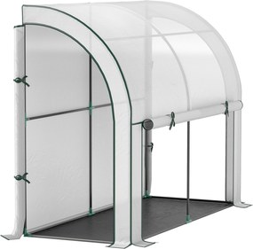 Outsunny Szklarnia montowana do ściany, dostępne dom do roślin, osłona z tworzywa sztucznego, 300 x 80 x 157 cm, Biała