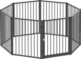 PawHut Kojec dla szczeniąt, wybieg dla psów, 8 paneli z drzwiami, składane i przenośne ogrodzenie dla psów, stalowy, Czarny