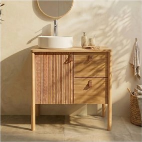 Szafka dąb 80cm nóżki umywalka ceramiczna biała JOY