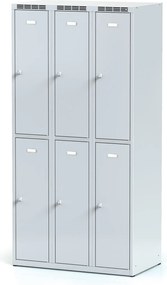 Alfa 3 Metalowa szafka skrytkowa S6, 6 schowków, 1800 x 900 x 500 mm, zamek obrotowy, drzwi szare