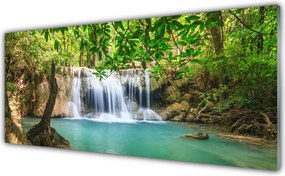 Panel Szklany Kaskada Nad Leśnym Jeziorem