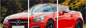 Obraz - czerwony Mercedes (z zegarem) (90x30 cm)