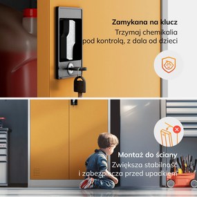 Szafa na chemikalia MARIA, 900 x 1850 x 400 mm, szaro-żółta