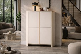 Komoda wysoka Sorrenti 103 cm - kaszmir / złoty