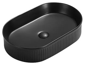 Mexen Grovo umywalka nablatowa ryflowana 57 x 36 cm, czarna mat - 22305785