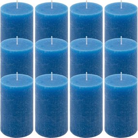 Zestaw świec rustykalnych, 11,5 cm, Ø 6,8 cm, niebieski, 12