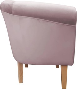 Fotel Milo tkanina Welur wygodny fotel tapicerowany do salonu i sypialni : Kolor nogi - Drewno, Kolor tkaniny - VELVET - MG55, Wysokość nogi - 20 cm