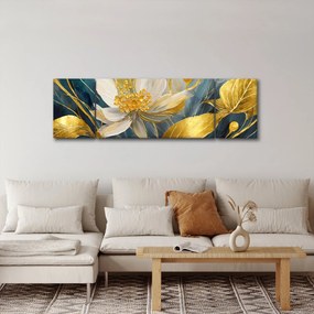Obraz - Malowanie złotych kwiatów (170x50 cm)