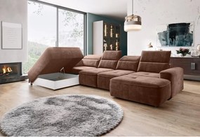 Narożnik COLOMBO XL Lewostronny z elektryczną funkcją spania pojemnikiem PALLADIUM 08 Miedziany WERSAL