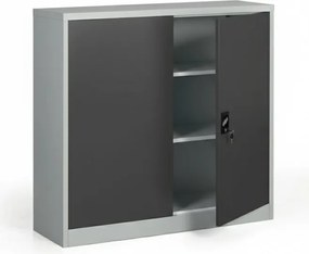 Metalowa szafa, demontowana, 2 półki, 1200 x 1150 x 400 mm, ciemnoszara
