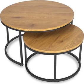 Zestaw Stolików Kawowych DELIA MAX 60 cm/80 cm Dąb Złoty Nowoczesny Loft