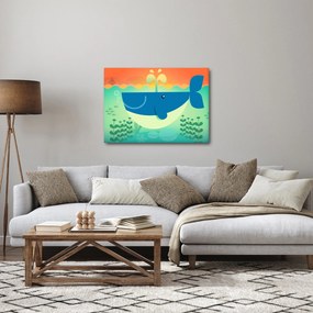 Obraz - Wesoły wieloryb w morzu (70x50 cm)
