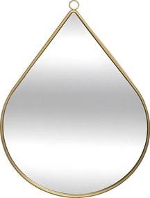 Asymetryczne złote metalowe lustro ścienne w kształcie kropli 28x39 cm, modny design do zawieszenia na ścianie
