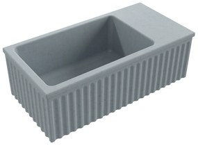 Umywalka betonowa ryflowana nablatowa / wisząca prostokątna 60 x 30 cm WELLE | różne kolory : Kolor - Ciemny szary, Typ montażu - nablatowa