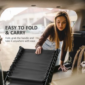 Outsunny Leżak składany z poduszką do opierania głowy, stalowa rama, siatkowy pokrowiec, nośność 120 kg, Czarny