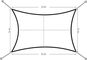 Kwadratowy żagiel przeciwsłoneczny 196B, daszek wodoodporny - 5x5 m, beżowy