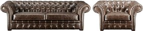 Kanapa i fotel typu chesterfield z postarzanej skóry CLOTAIRE