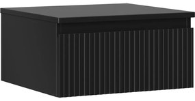 Mexen Rivel szafka łazienkowa podumywalkowa 50 cm z blatem, 1 szuflada, ryflowana , czarna mat - 91A20-05023-1-BFC71