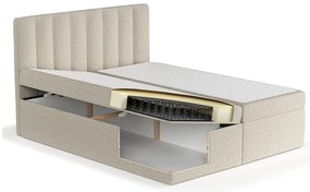 Beżowe łóżko boxspring ze schowkiem 140x200 cm Novento – Maison de Rêve