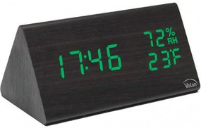 Zegar budzik elektroniczny led drewniany stojący - data termometr higrometr