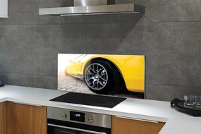 Panel szklany do Kuchni Klasyczne Żółte Auto