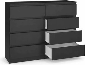 Minimalistyczna komoda Malwa 120 z 8 szufladami bez uchwytów