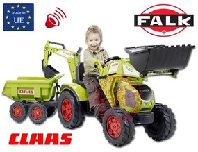 Falk ogromny  traktor claas axos z przyczepą, łyżką i spychaczem