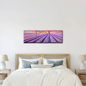 Obraz - farma kwiatów (z zegarem) (90x30 cm)