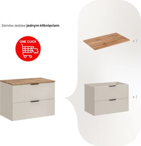 Szafka łazienkowa pod umywalkę nablatową Adel 80 cm, kaszmir/dąb wotan