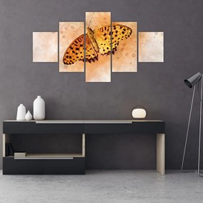 Obraz - Pomarańczowy motyl, akwarela (125x70 cm)