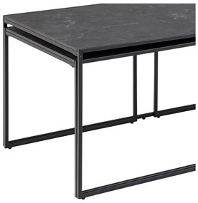 Stoliki z blatem w dekorze marmuru w kolorze matowej czerni zestaw 3 szt. 60x120 cm Infinity – Actona
