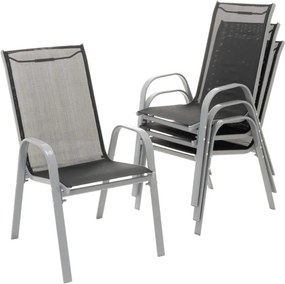 Zestaw 2x ogrodowe krzesło do układania w stos z wysokim oparciem