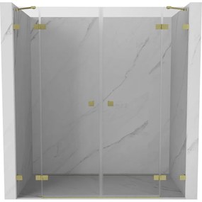 Mexen Lunar Duo drzwi prysznicowe uchylne 200 cm, transparent, złote szczotkowane - 834D-200-000-55-00