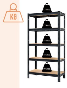 Jurhan Regał o dużej nośności HEAVY, maks. 875kg, 90x40x180cm, czarny