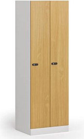 Szafka ubraniowa S1, 2-drzwiowa, 1850 x 600 x 500 mm, zamek mechaniczny na kod, drzwi laminowane, buk