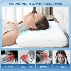 HOMCOM Poduszka z pianki memory, poduszka na szyję z zdejmowanym pokrowcem, ergonomiczna 60 x 40 cm, kremowy