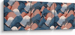Obraz - Fale i wzgórza (z zegarem) (90x30 cm)