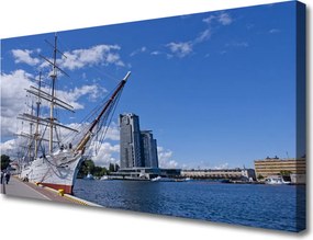 Obraz canvas Portowa Panorama z Łodzią