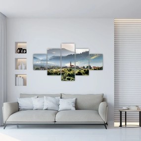 Obraz - wieś we mgle (125x70 cm)