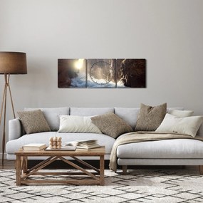 Obraz - Skały i fale oceanu (z zegarem) (90x30 cm)