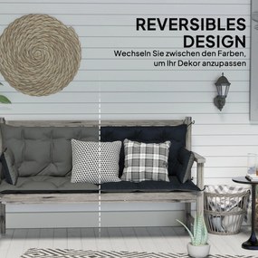 Outsunny Zestaw dwustronnych poduszek do ławki lub huśtawki, Poliester, Piana, 180 x 110 x 8 cm, Ciemnoszary