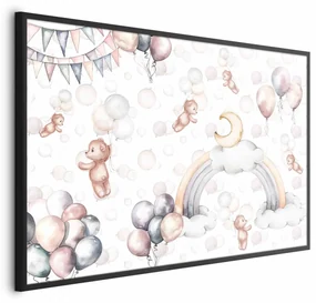 Plakat Misie w przestworzach 90x60 cm z ramą czarną bez marginesu ARTGEIST B