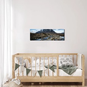 Obraz góry i rzeki (z zegarem) (90x30 cm)