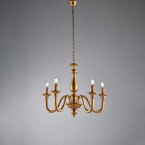 Żyrandol Lucca Antique Gold Wood 5 świateł 116 Ø62 BL271-5-OR