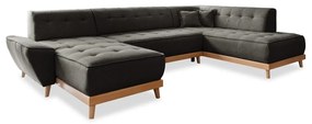 Ciemnoszara rozkładana sofa w kształcie litery "U" Miuform Dazzling Daisy, prawostronna