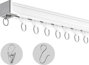 Zestaw Szyn SucceBuy 270cm z Hakami, Biały, System Biegowy do Zasłon, Montaż Sufitowy/Ścienny do Salonu, Sypialni