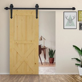 Zestaw do drzwi przesuwnych HOMCOM, rustykalny design, stal węglowa, wytrzymuje do 100 kg na panel