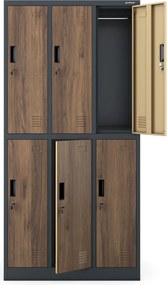 Szafa socjalna 6-drzwiowa Eco Design Igor 90x45x185 cm antracyt/orzech