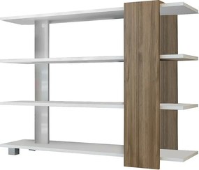 Półka w stylu skandynawskim – 120 x 90 x 30 cm – kolor biały i orzechowy – płyta wiórowa pokryta melaminą