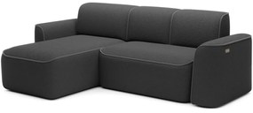 Ciemnoszary narożnik z materiału bouclé (lewostronny/z szezlongiem) Ume – ELTAP